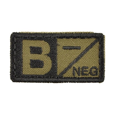 MILITARY RANGE Nášivka krvná skupina B NEG VELCRO OLIV