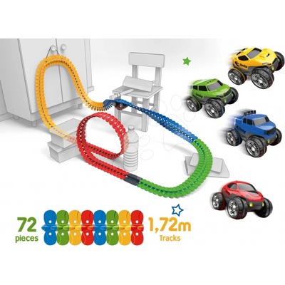 FleXtrem Discovery Set flexibilní autodráha Set Smoby s 612 cm prodlouženou dráhou a 4 elektronické autíčka