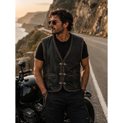 Max Original Leather pánska kožená vesta 006 WC cognac