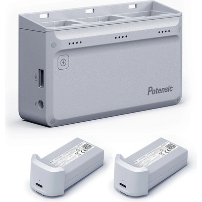 Potensic 3-polohová rýchlonabíjačka pre Atom 4K 60W More Power, sada so sieťovým adaptérom a 2x batériami 4258934