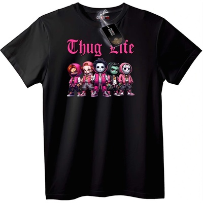 NOONEBRAND Тениска Thug Life Ужаси Chibi - S, White