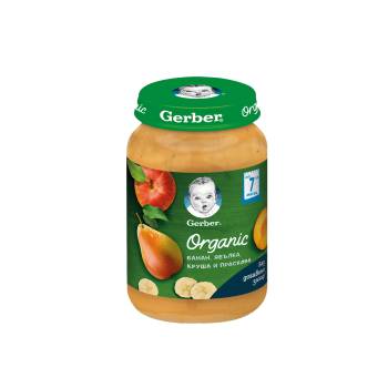 Image 1 of Gerber Organic пюре ябълка, банан, круша, праскова - 190 г