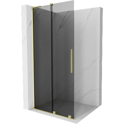 Mexen Velar L плъзгащ се душ параван Walk-in 90 x 200 см, графит 8 мм, златна четкована - 871-090-003-43-55 (871-090-003-43-55)
