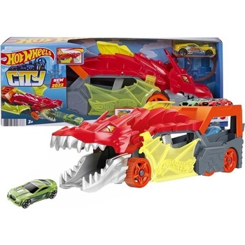 Hot Wheels city T-rex útočí na hasičskú stanicu JBM73