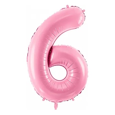 PartyDeco Балон от фолио - число 6 розов 86 см