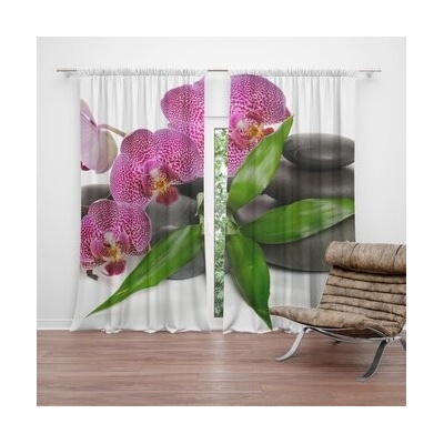 Sablio Závěsy Orchideje a kameny: 2 ks - 140x250 cm - Sablio