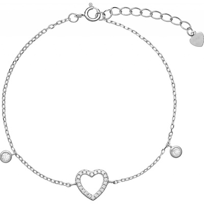 Again stříbrný náramek se srdíčkem a zirkony AJNR0012