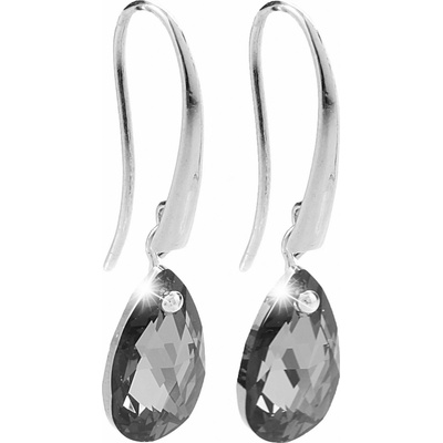 JSB bijoux s.r.o. Stříbrné náušnice provlékací krystal Swarovski ve tvaru kapky Black Diamond (Stříbro 925/1000)