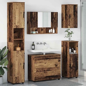 vidaXL Комплект мебели за баня 5 бр. Старо дърво 35 x 30 x 192 см (3393071)