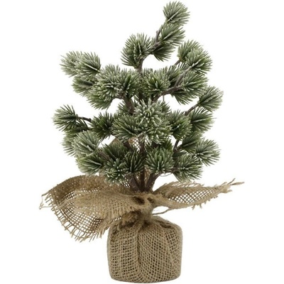 Chic Antique Zelený ojíněný vánoční cedrový stromek v jutě Fleur Cedar Tree - 30 cm - Chic Antique