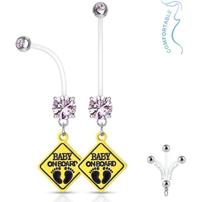 Šperky4U těhotenský piercing do pupíku baby on board WP0020-P