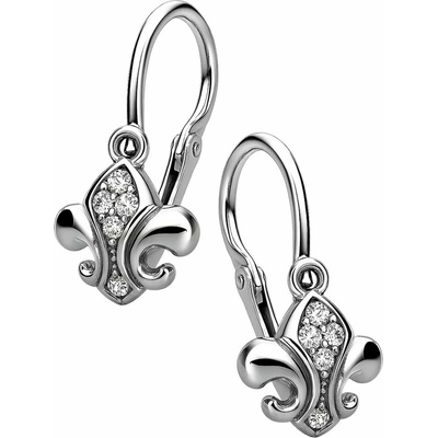 Zlaton Visací náušnice bílé zlato symbol se zirkony 1.3cm 1.2g 000053006226