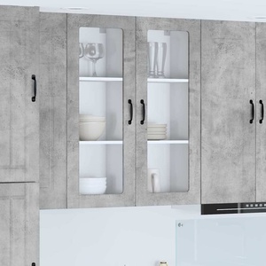 vidaXL Стенен стъклен шкаф PORTO Циментено сиво 40 x 31 x 100 см (885448)