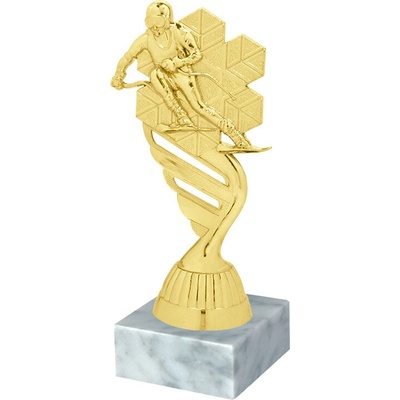 Soška LYŽE SJEZD M/P424 zlatá bílý mramor 15 cm