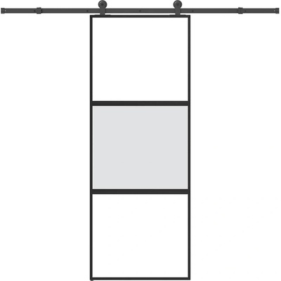 vidaXL Плъзгаща се врата с обков 76x205 см Закалено стъкло&Алуминий (3332950)