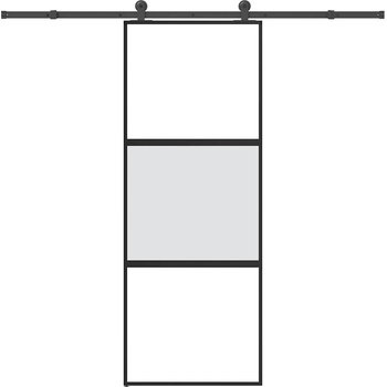 vidaXL Плъзгаща се врата с обков 76x205 см Закалено стъкло&Алуминий (3332950)