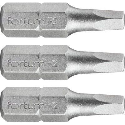 Fortum правоъгълен накрайник, 3 бр. , стомана S2; SQ 2x25mm, в блистери