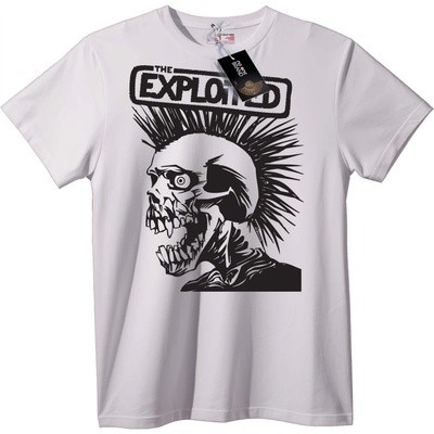 NOONEBRAND Тениска Череп с Мохок - L, White