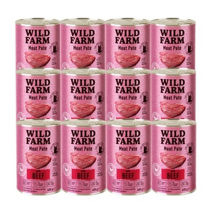 WILD FARM Пастет с говеждо месо 12x400 г - безглутенова храна за котки
