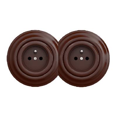 - Двойна ретро домашна контактна розетка с рамка 230V кафява (KA0035B)