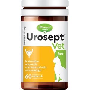 Herbapol Urosept Vet за котки - Естествена подкрепа за здравето на пикочната система на вашата котка, 60 таблетки