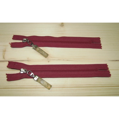 Kostenný zips bordová 3mm nedeliteľný 14cm