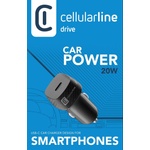 Cellularline Зарядно за кола 12v usb-c 20w черно