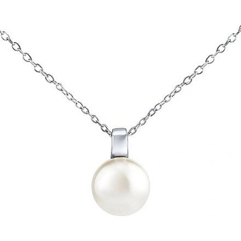 SILVEGO Strieborný náhrdelník s bielou perlou Swarovski® crystals LPS061912PSWW