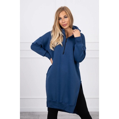 Fashionweek Zateplená dlha mikina s kapucňou Maxi K9301 Jeans
