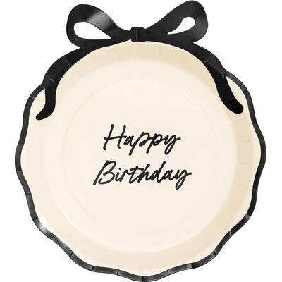 PartyDeco Papierové taniere Happy Birthday 24 cm
