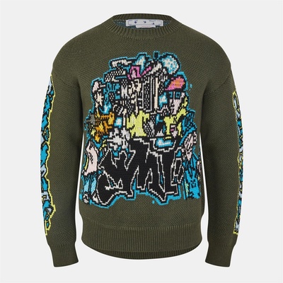 Off White Блуза Off White Men's Chunky Crew Knitted Sweater - Green