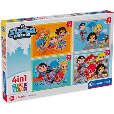 Clementoni Пъзел Clementoni 4 в 1 - Супер приятели (21520)