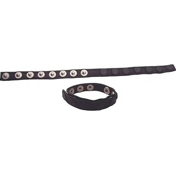 ostatní ROUGE Leather Single Multi Snap Cock Strap with Silver Buttons