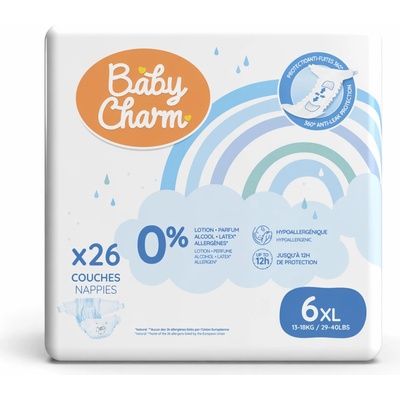 Baby Charm Super Dry Flex 6 Extra Large 13-18 kg 26 ks