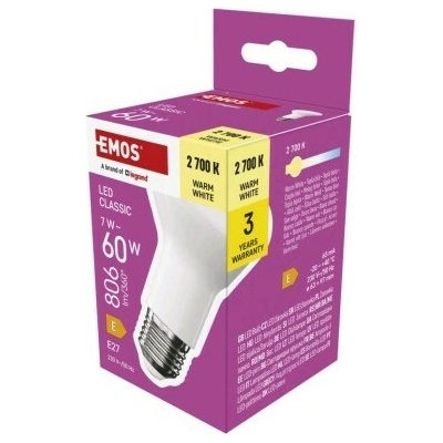 Emos LED žárovka Classic R63 E27 7 W 60 W 806 lm /