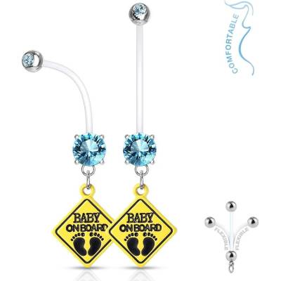 Šperky4U těhotenský piercing do pupíku baby on board WP0020-Q