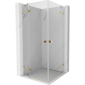 Mexen Lunar Duo душ кабина с отваряне 95 x 95 см, прозрачна, златна - 834-095L-095P-50-00 (834-095L-095P-50-00)