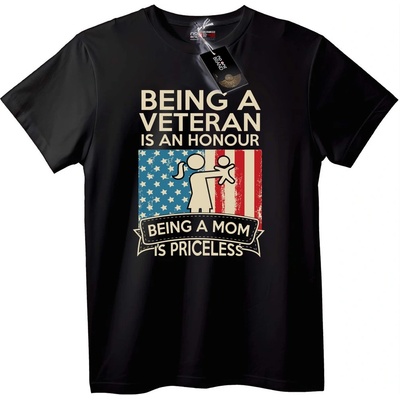 NOONEBRAND Тениска Патриотична за Майка Ветеран - XS, Black