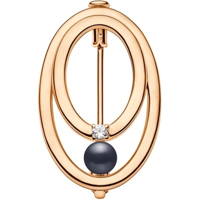 Gaura Pearls stříbrná brož s černou perlou Diona Gold SK24340GBR/B Zlatá Černá