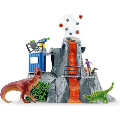 Schleich Игрален комплект Schleich Dinosaurs - Базов лагер, експедиция до вулкан (42564-44931)