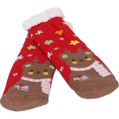 Дамски коледни чорапи в червено с еленче