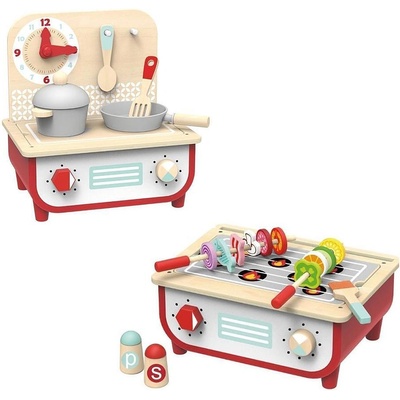 Tooky Toy Детска дървена кухня и барбекю, 2 в 1 TF327 (TF327)