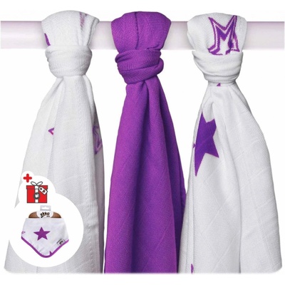 Kikko Bambusové XKKO®BMB Hearts&Waves MIX 70 x 70 lilac 3 ks