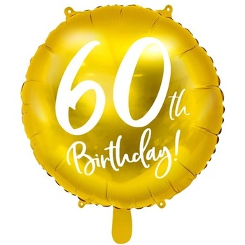 Party Deco Фолиев Балон с Надпис "60th Birthday", Златен