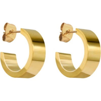 Ornamenti pozlacené náušnice Flat Hoops gold ORC300005