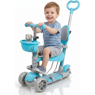 Pepita Ace 5в1 Многофункционален детски скутер със седалка и дръжка за бутане - син (MS-KK702-3-blue)
