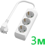 UltraLux Разклонител с 3 Шуко гнезда, 3 метра, бял (r33w)