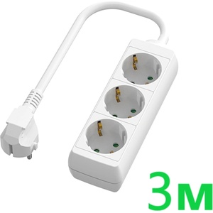UltraLux Разклонител с 3 Шуко гнезда, 3 метра, бял (r33w)