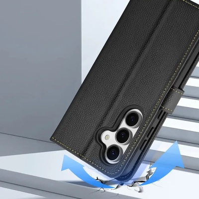 Dux Ducis Кожен калъф Dux Ducis Lawa за Samsung Galaxy S25+ със свалящ се магнитен портфейл - черен (6971824162240)