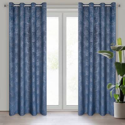 Takoy PIERRE CARDIN sametový závěs GOJA s lesklým potiskem ve tvaru listů jinanu-HF-379830 | 140 x 250 cm
